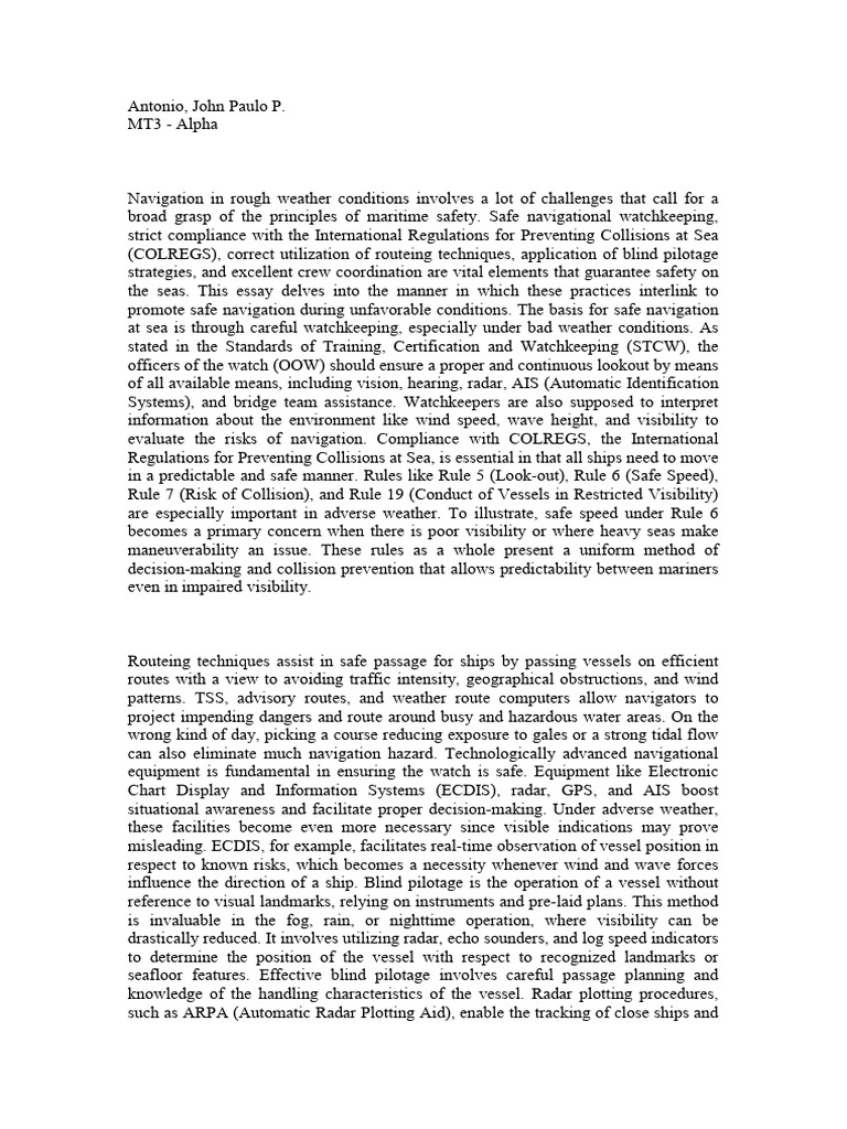 Safe Navigation in Rough Weather | PDF | Navigation | Radar