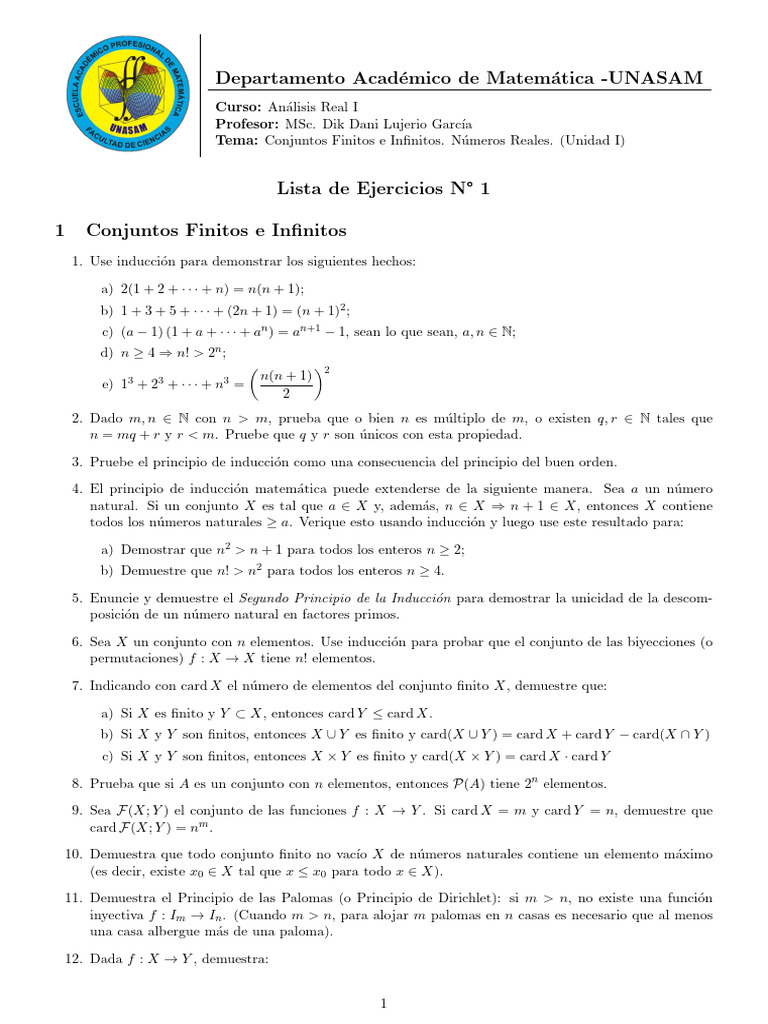 Lista de Ejercicios 1 - ARI | PDF | infinito | Función (Matemáticas)