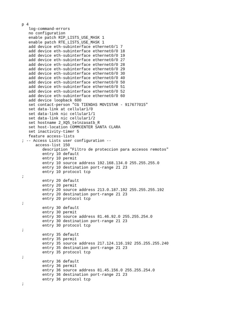 Configuration for Access Lists and Devices | PDF | Port (Computer ...