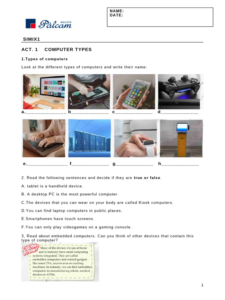 Act. 2 - COMPUTER TYPES - Reading | PDF | Personal Computers | Office ...
