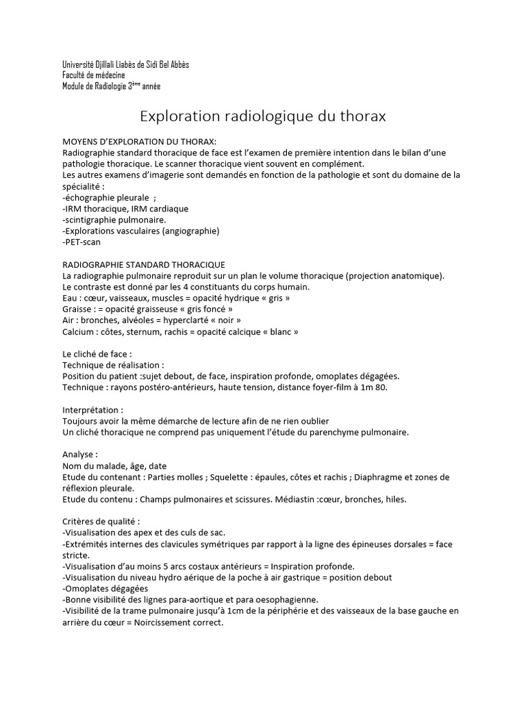 Exploration radiologique du thorax | PDF | Aorte | Vaisseau sanguin