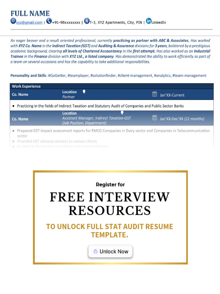 TB Stat Audit Resume Template | PDF
