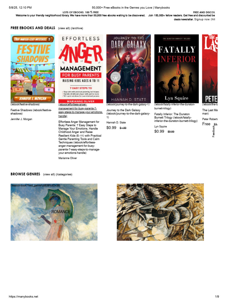 50,000+ Free Ebooks in The Genres You Love - Manybooks | PDF