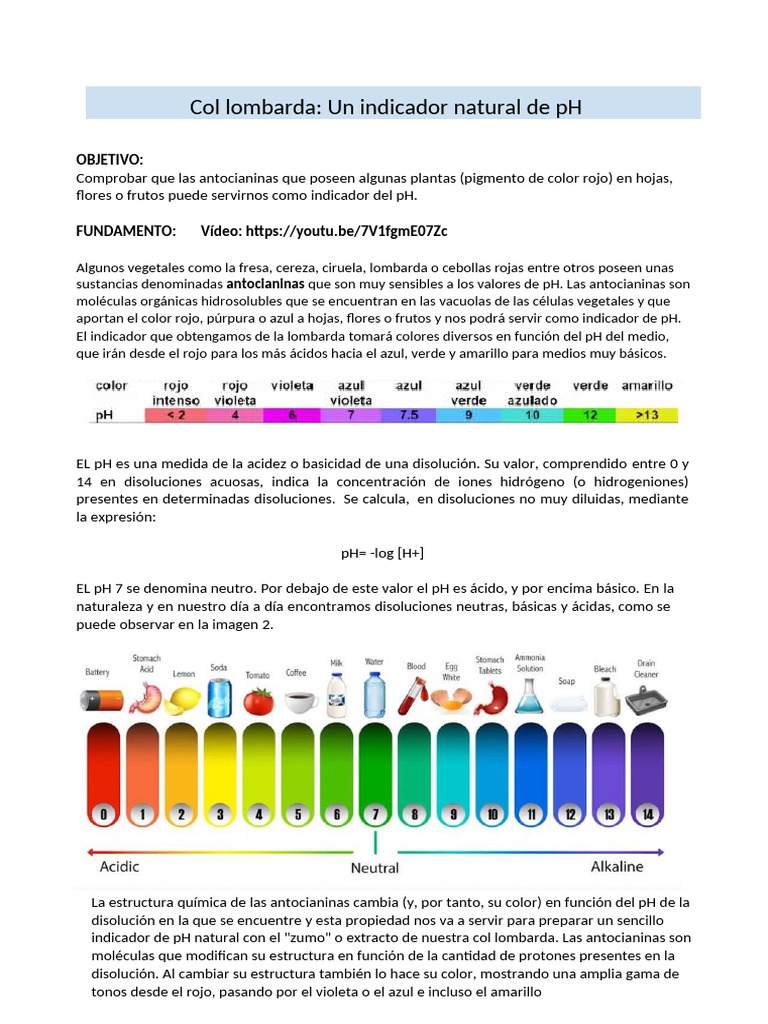 Col Lombarda como Indicador de pH | PDF | Ph | Química