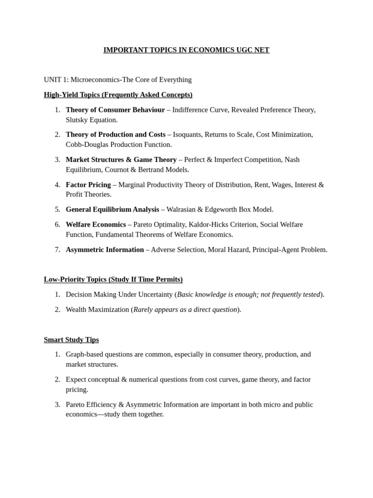 UGC NET Economics Syllabus Overview | PDF | Economics | Welfare Economics