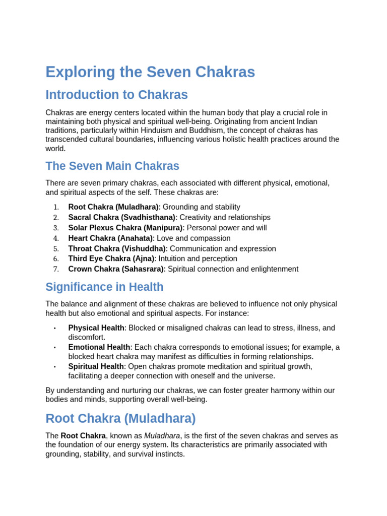Understanding the Seven Chakras | PDF | Chakra | Meditation