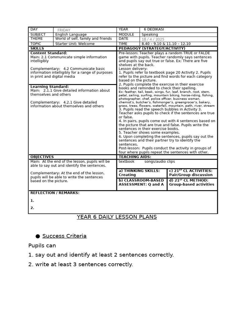 Friday | PDF | Lesson Plan | Teachers