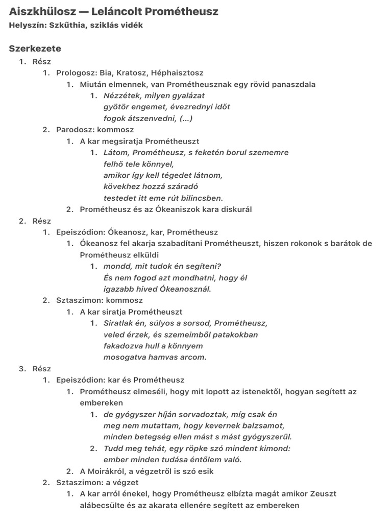 Aiszkhülosz — Leláncolt Prométheusz — Bálint Annamária | PDF