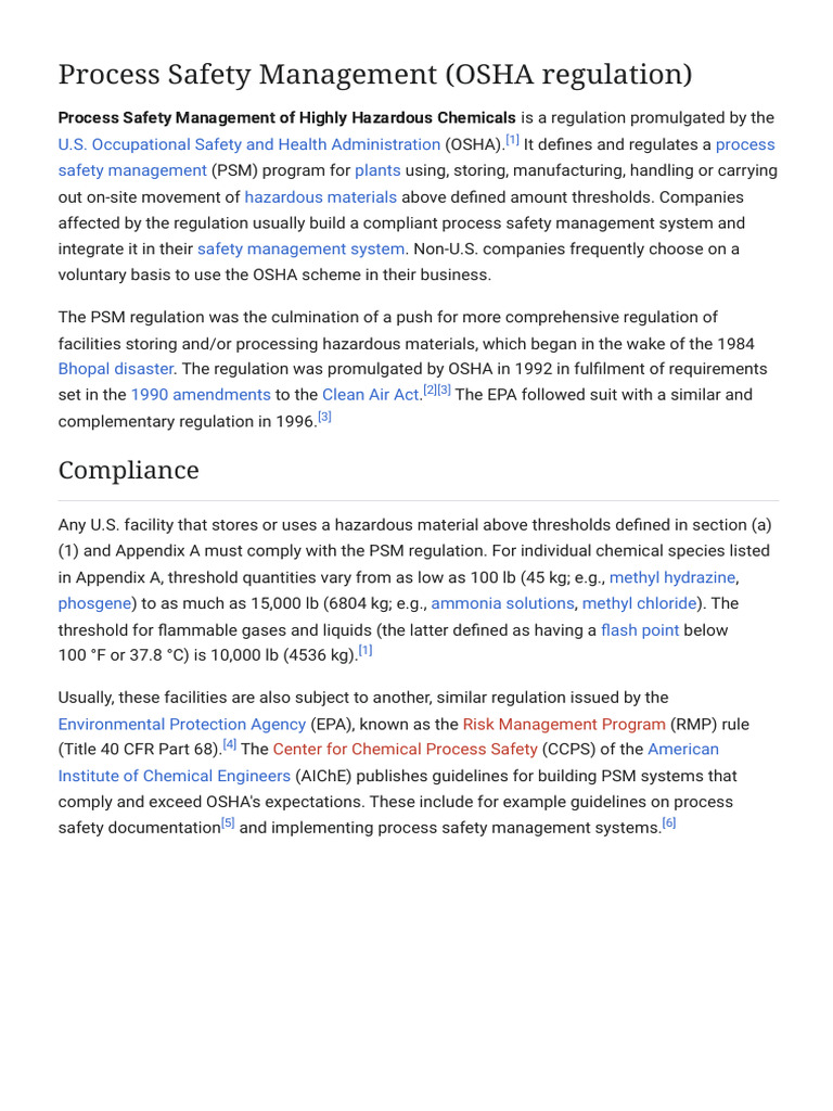 OSHA Process Safety Management Overview | PDF | Safety | Occupational ...