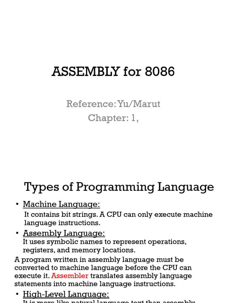 Lecture 4 (Introduction To Assembly) | PDF | Assembly Language ...