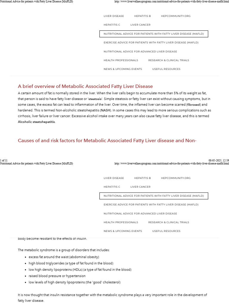 Nutritional Advice For Patients With Fatty Liver Disease (MAFLD) | PDF ...