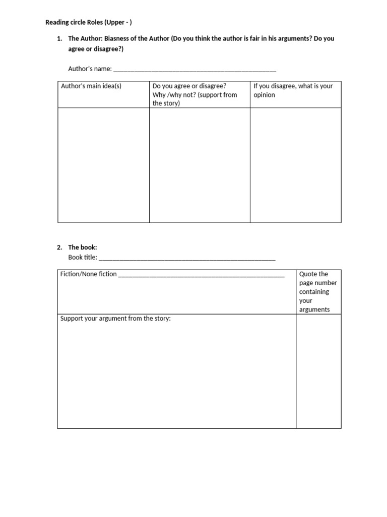 Reading Circle Role Analysis Guide | PDF | Social Psychology ...