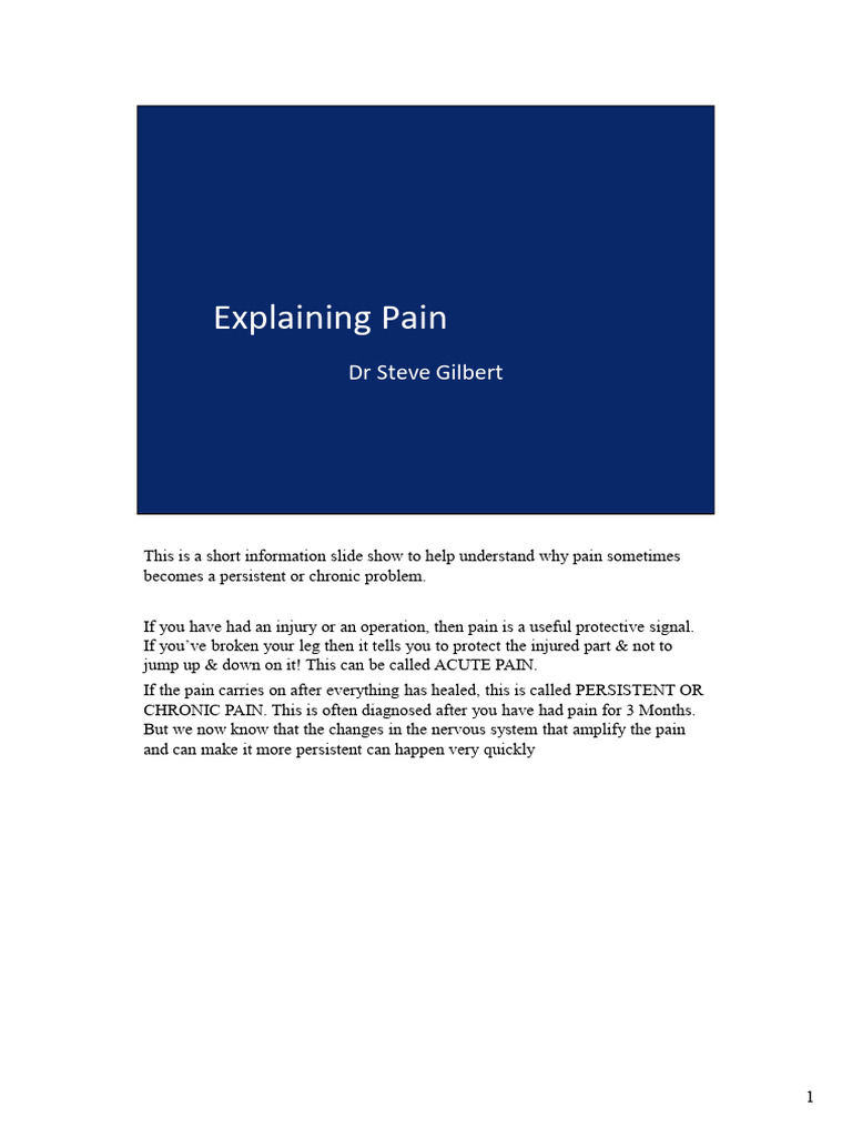 Understanding Chronic Pain Mechanisms | PDF | Pain | Back Pain