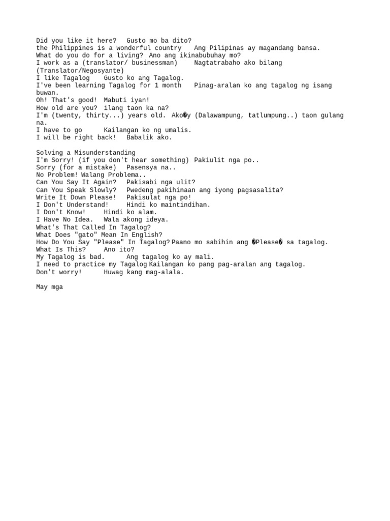 Tagalog Lessons | PDF