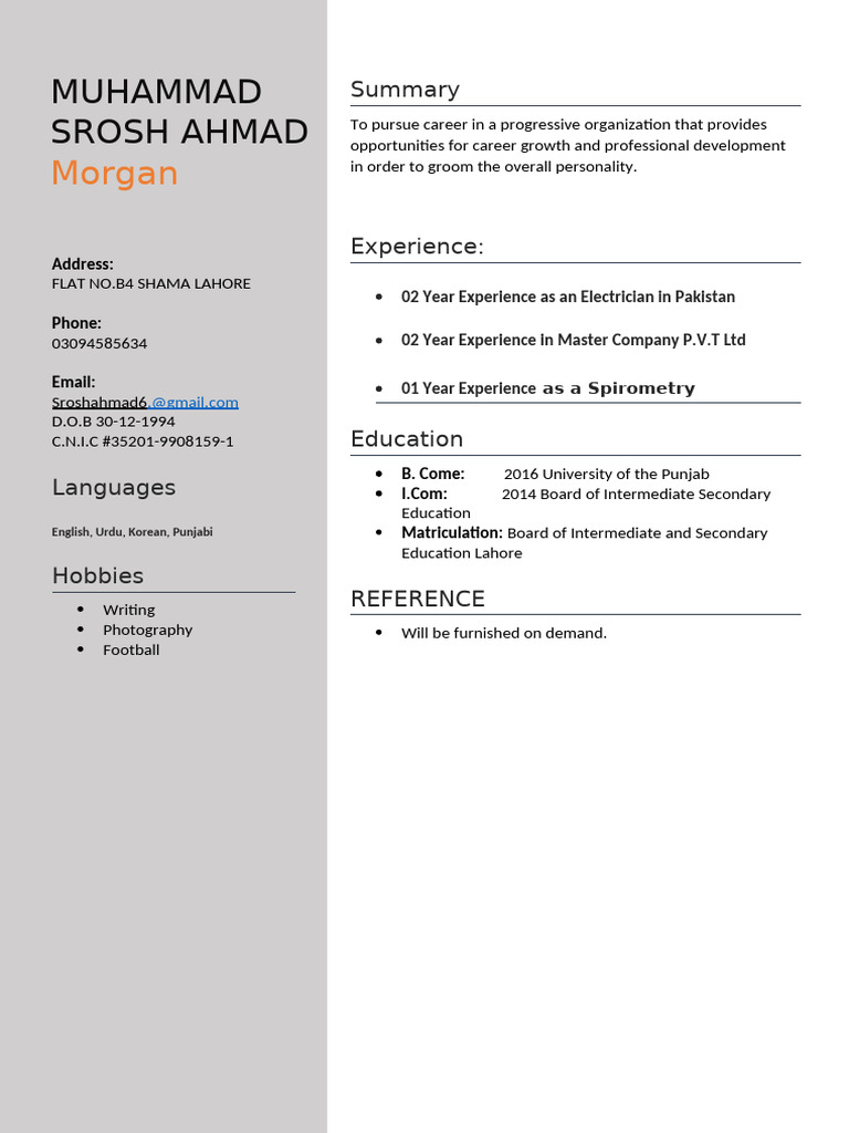 Morgan: Muhammad Srosh Ahmad | PDF