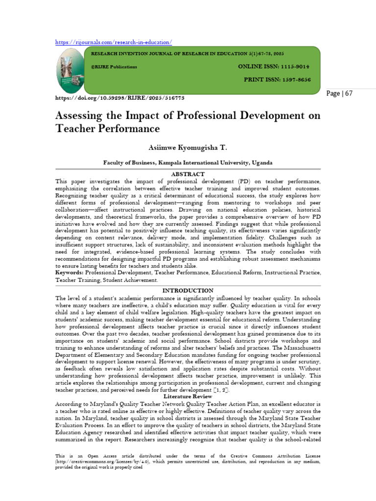 Impact of Professional Development on Teachers | PDF | Teachers ...