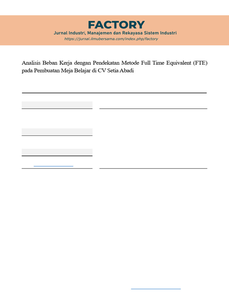 Analisis Beban Kerja Metode FTE | PDF