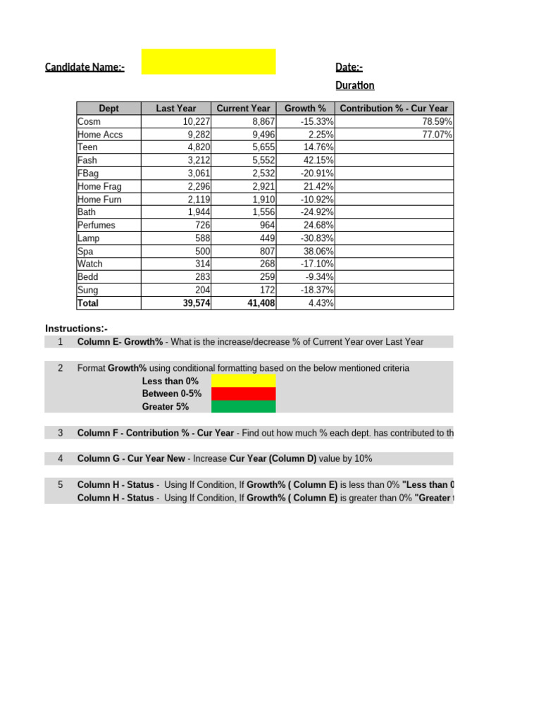 Basic Excel Test | PDF