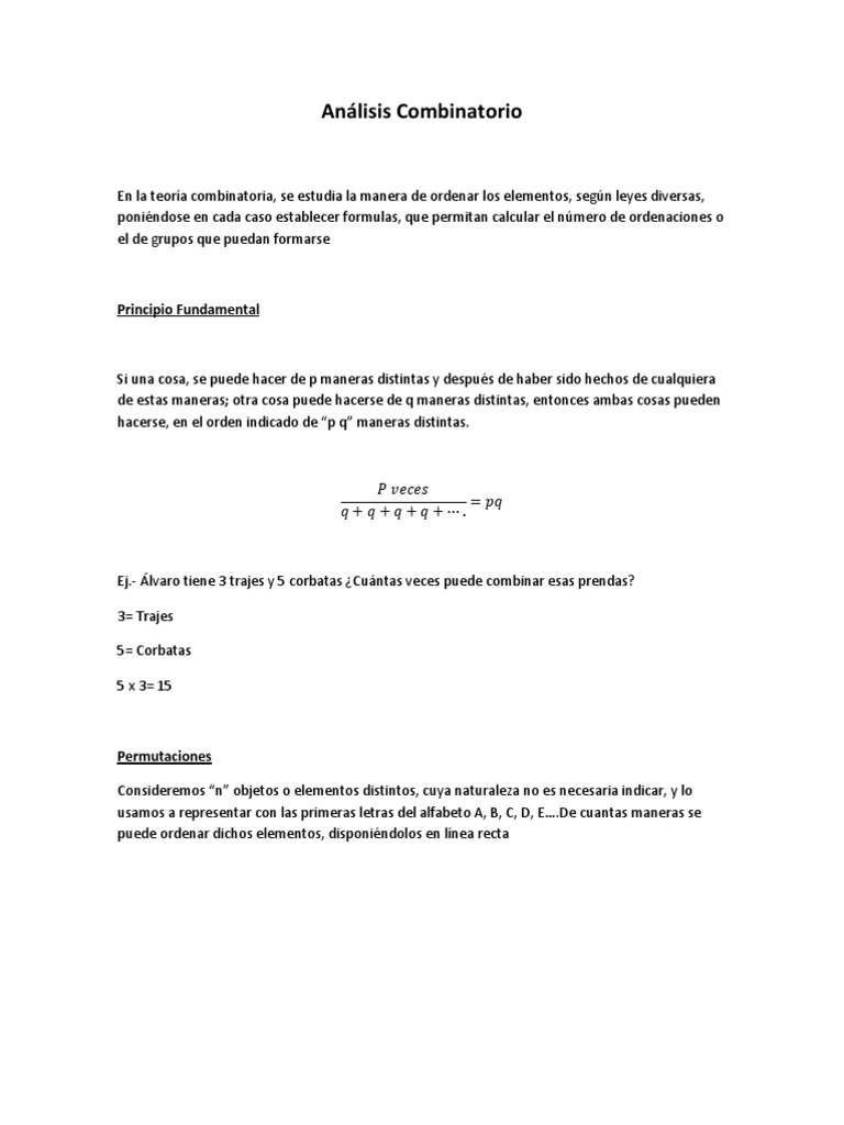 Introducción al Análisis Combinatorio | PDF | Métodos y materiales de ...