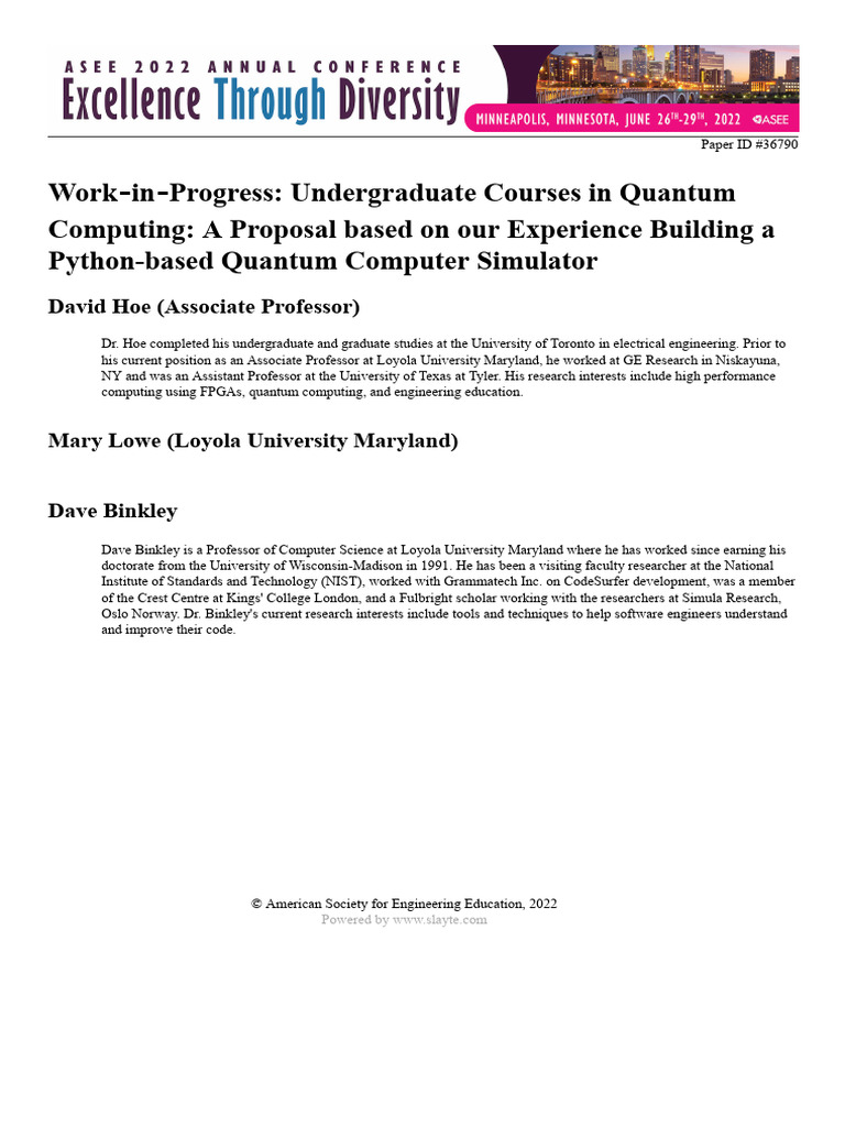 Undergraduate Quantum Computing Courses Proposal | PDF | Quantum ...