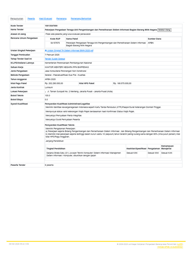 LPSE - Informasi Tender | PDF