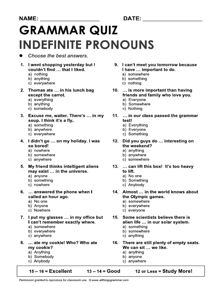 Definate Pronouns | PDF