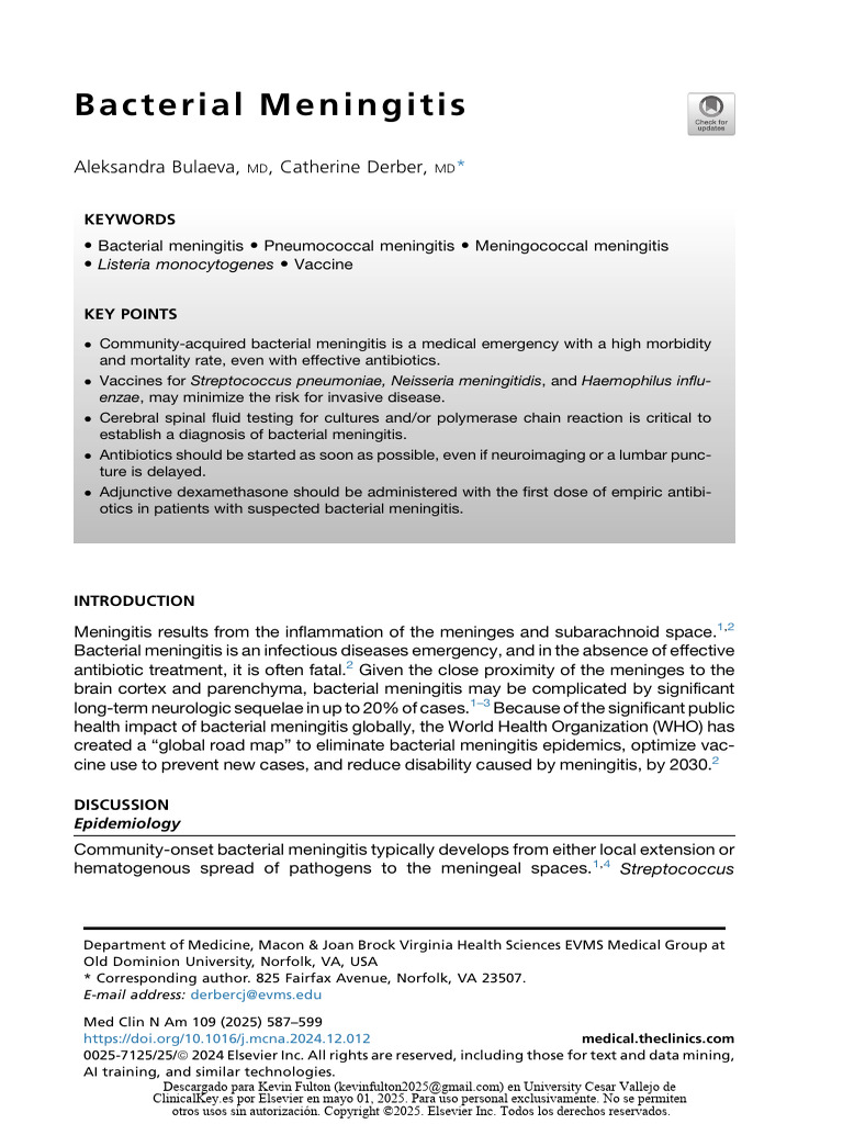 Bacterial Meningitis | PDF | Meningitis | Pneumonia