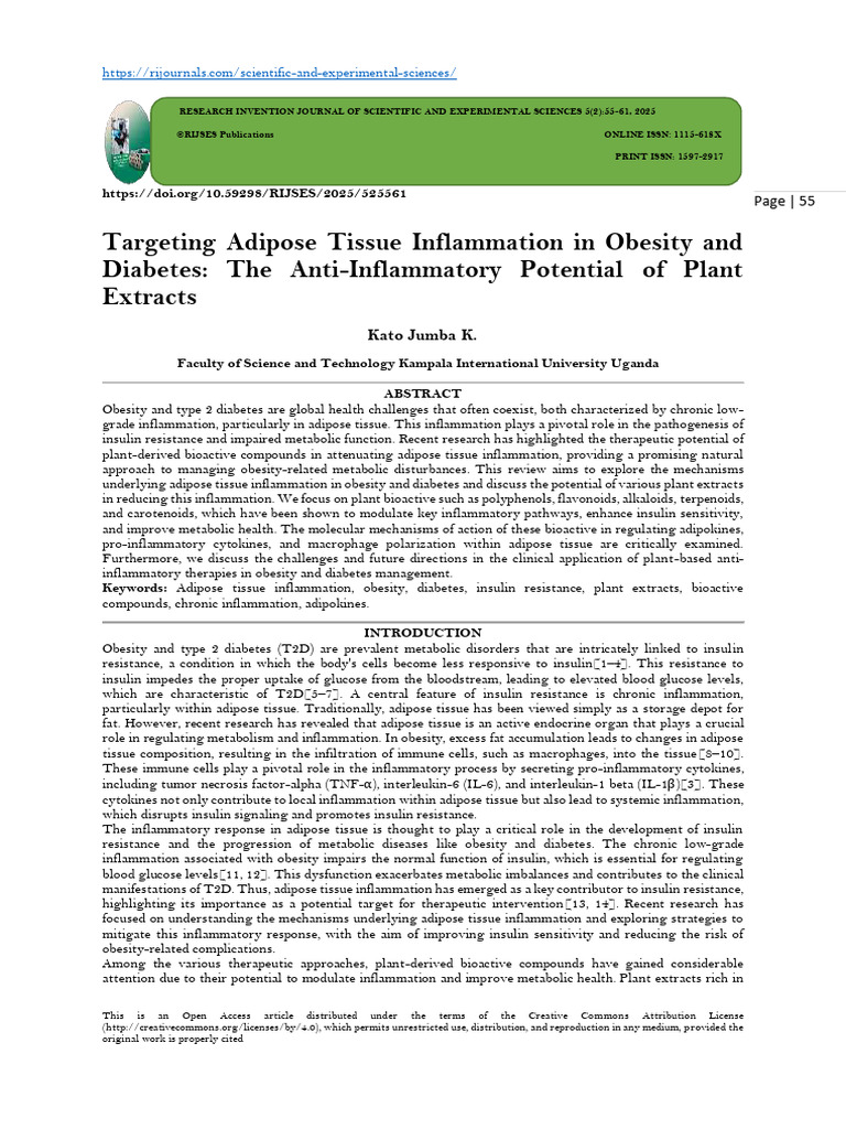 Targeting Adipose Tissue Inflammation in Obesity and Diabetes: The Anti ...