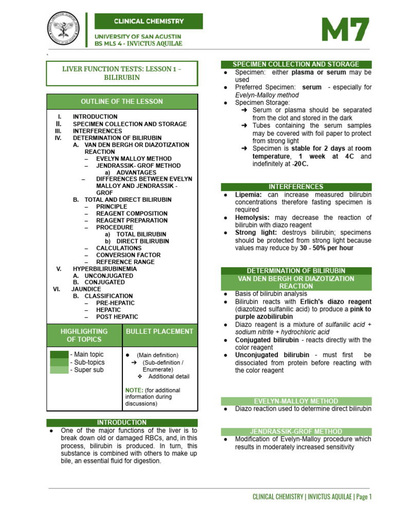 Clinical Chemistry Module 7 Liver Function Tests | PDF | Medical ...