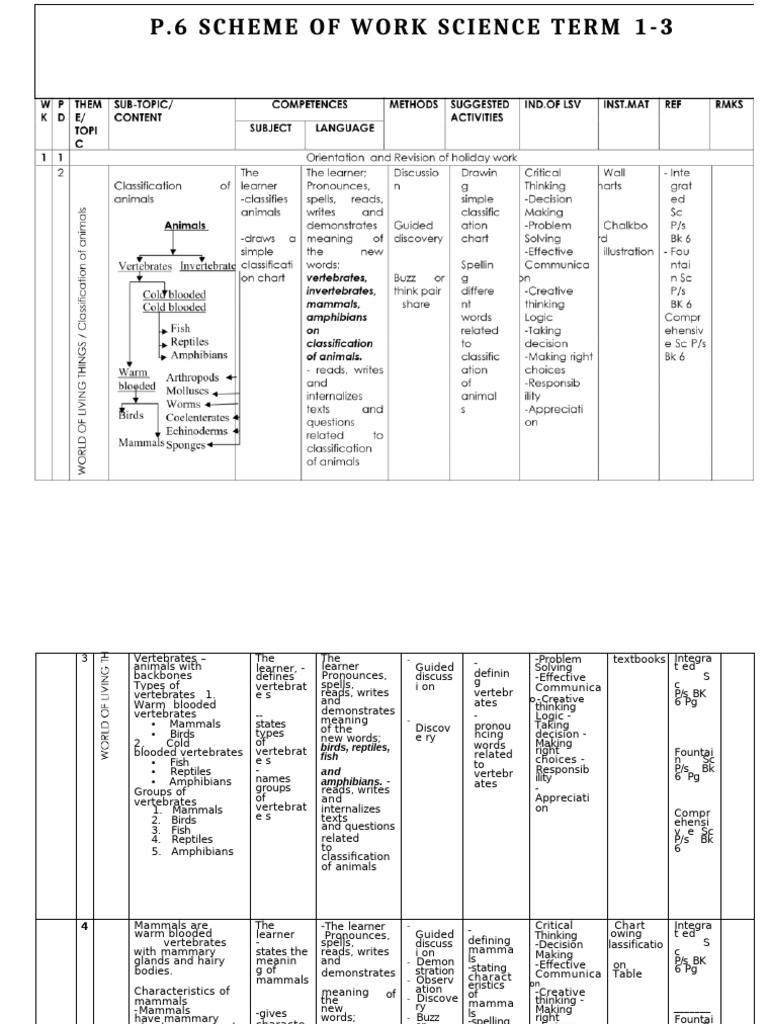 p.6 Science Scheme 2024 | PDF | Amphibian | Reptile