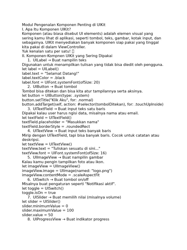 Pengenalan Komponen Utama UIKit | PDF