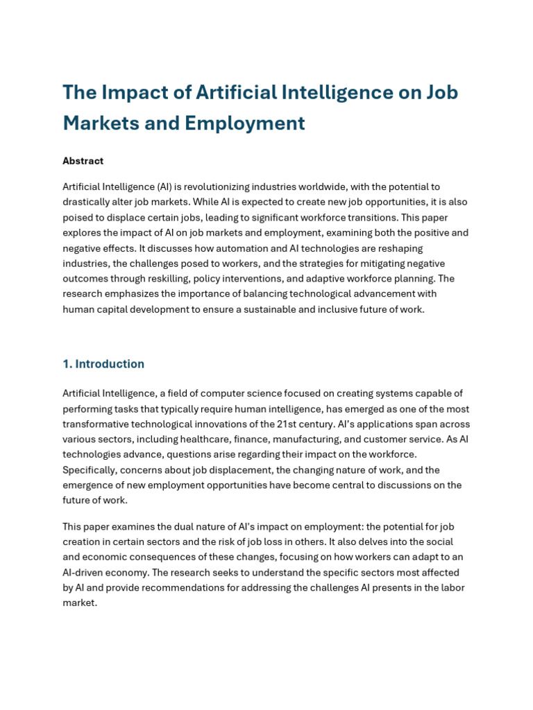 AI's Influence on Jobs and Employment Trends | PDF | Artificial ...