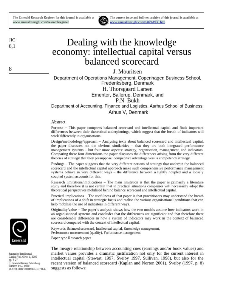 Jurnal Intellectual Capital & Balancedscorecard | PDF | Strategic ...