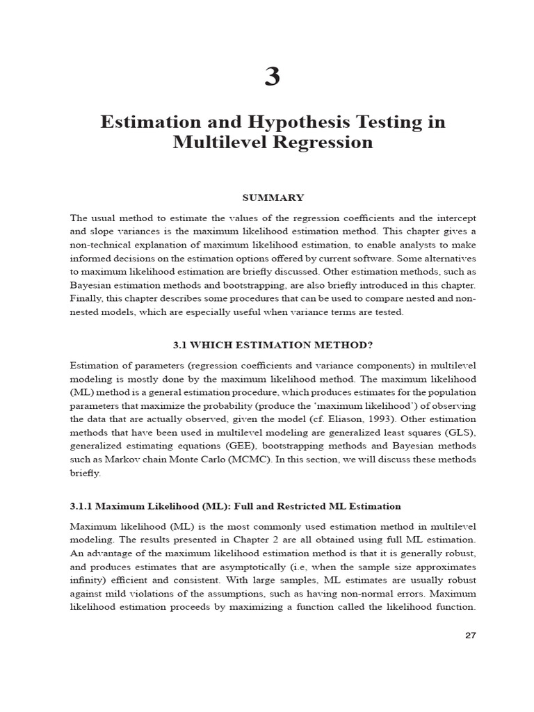 Multilevel Analysis Techniques and Applications Th... - (3. Estimation ...