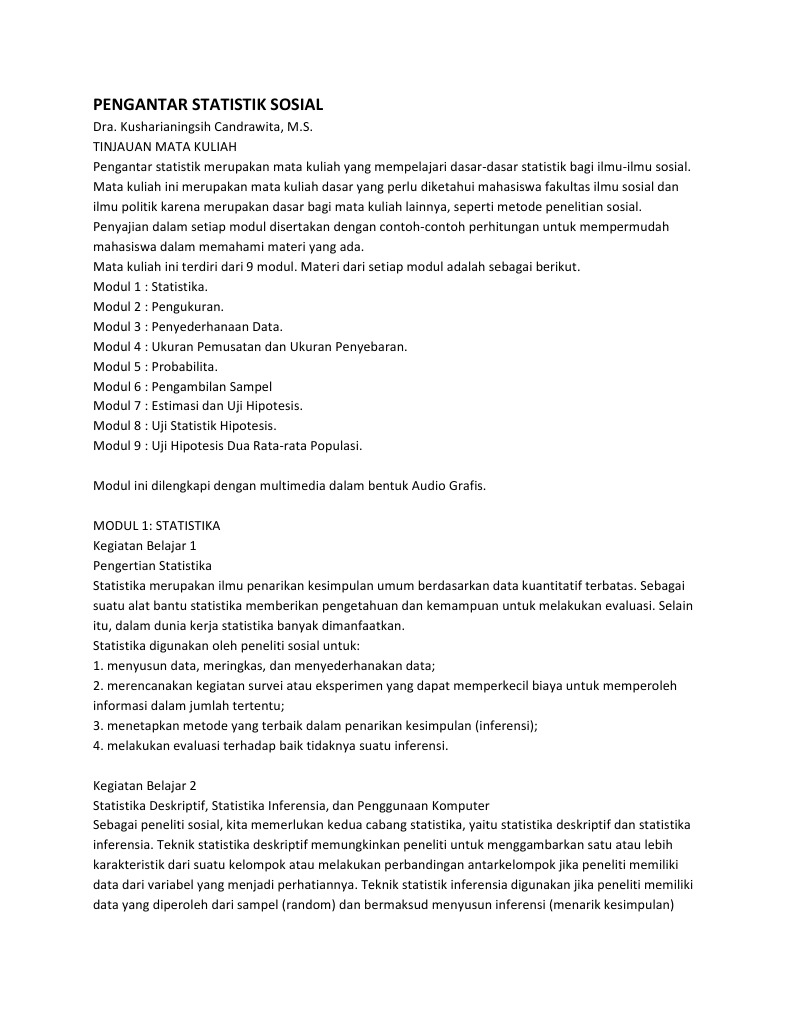 Pengantar Statistik Sosial