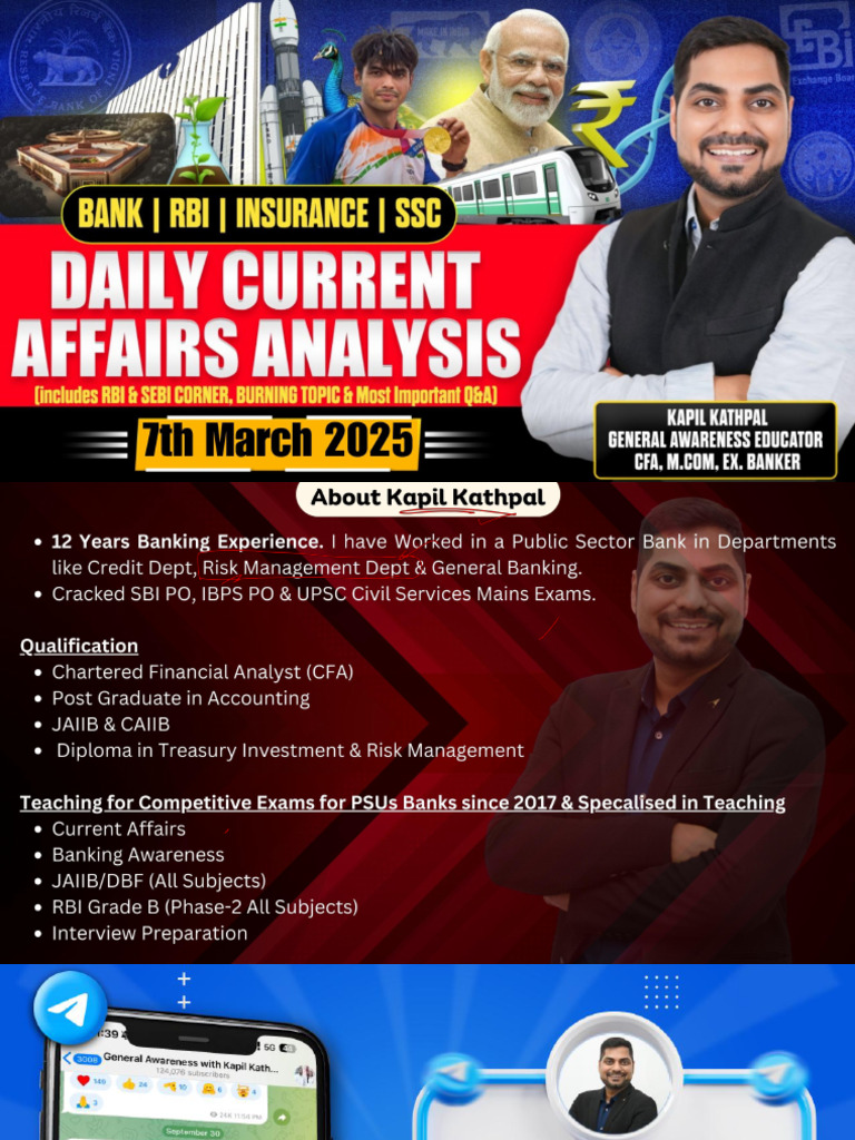 7th March 2025 Current Affairs by Kapil Kathpal | PDF
