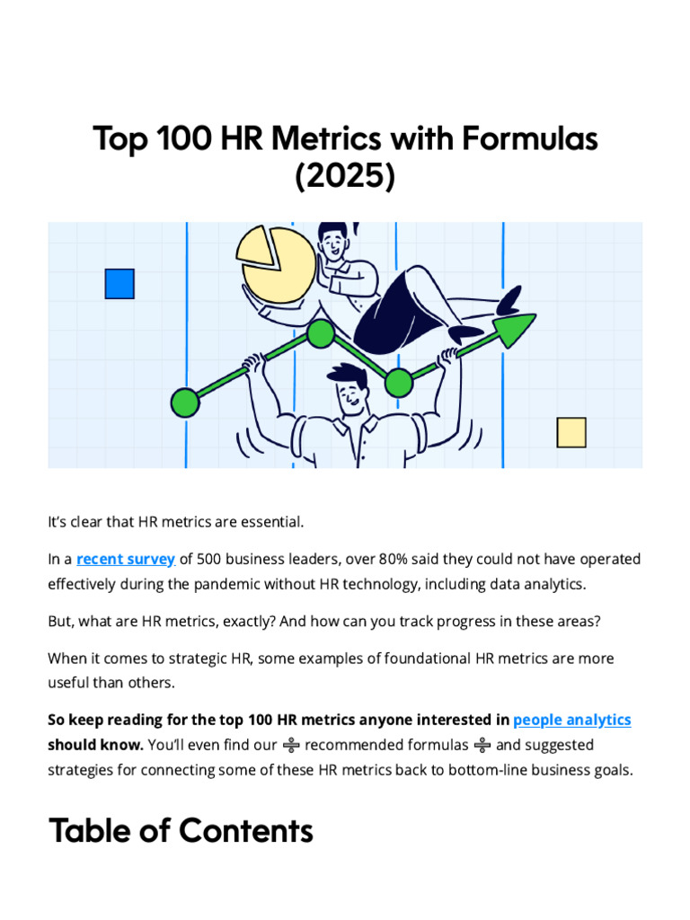 Top 100 HR Metrics and Formulas | PDF | Turnover (Employment ...