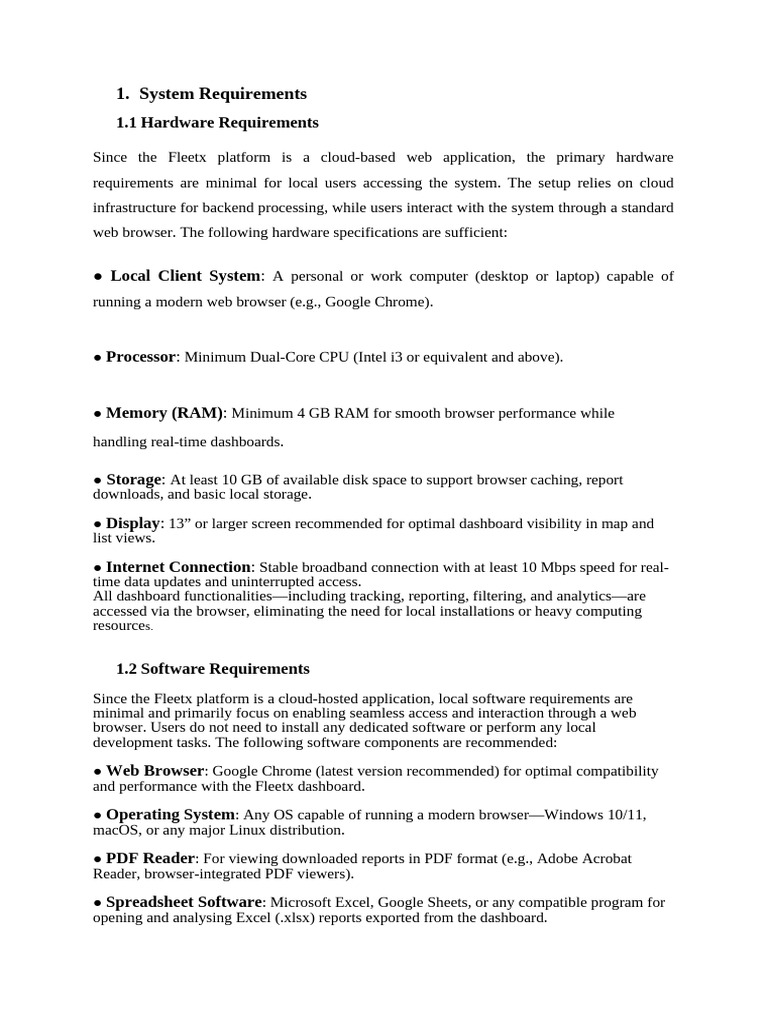 Fleetx System Functional Requirements | PDF | Operating System ...
