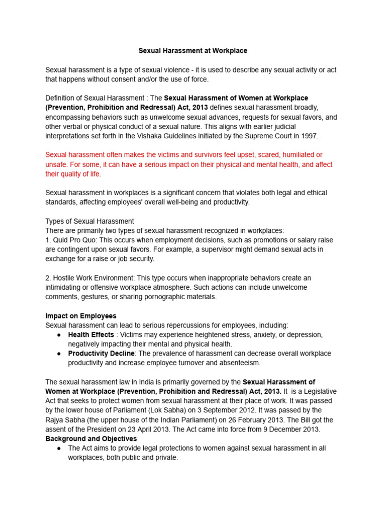 Understanding Workplace Sexual Harassment | PDF | Sexual Harassment ...