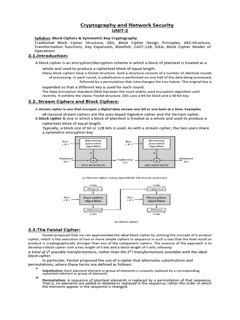 Block Ciphers and Symmetric Cryptography | PDF | Cipher | Cryptography