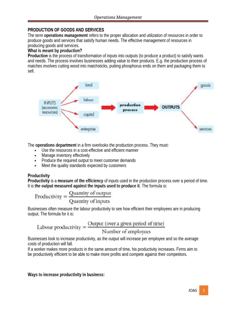Operations Management: Boosting Productivity | PDF | Average Cost ...