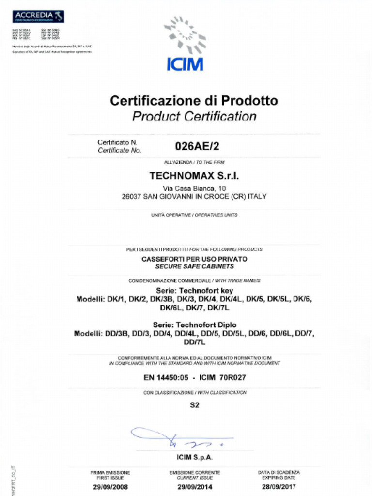 Technomax DD Diplo - Product Certification | PDF