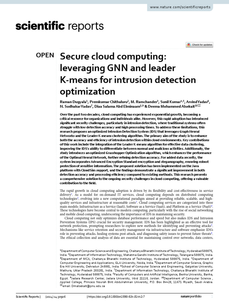 GNN and K-means for Cloud IDS Optimization | PDF | Computer Security ...