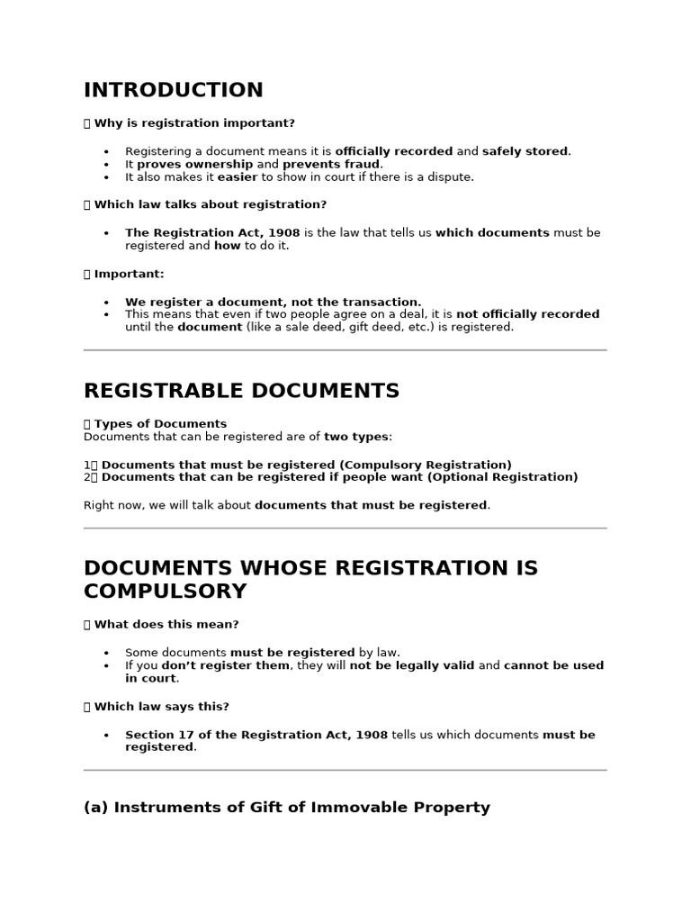 Importance of Document Registration | PDF | Receipt | Deed