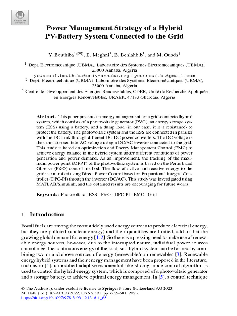 Power Management Strategy of A Hybrid PV | PDF | Photovoltaics ...
