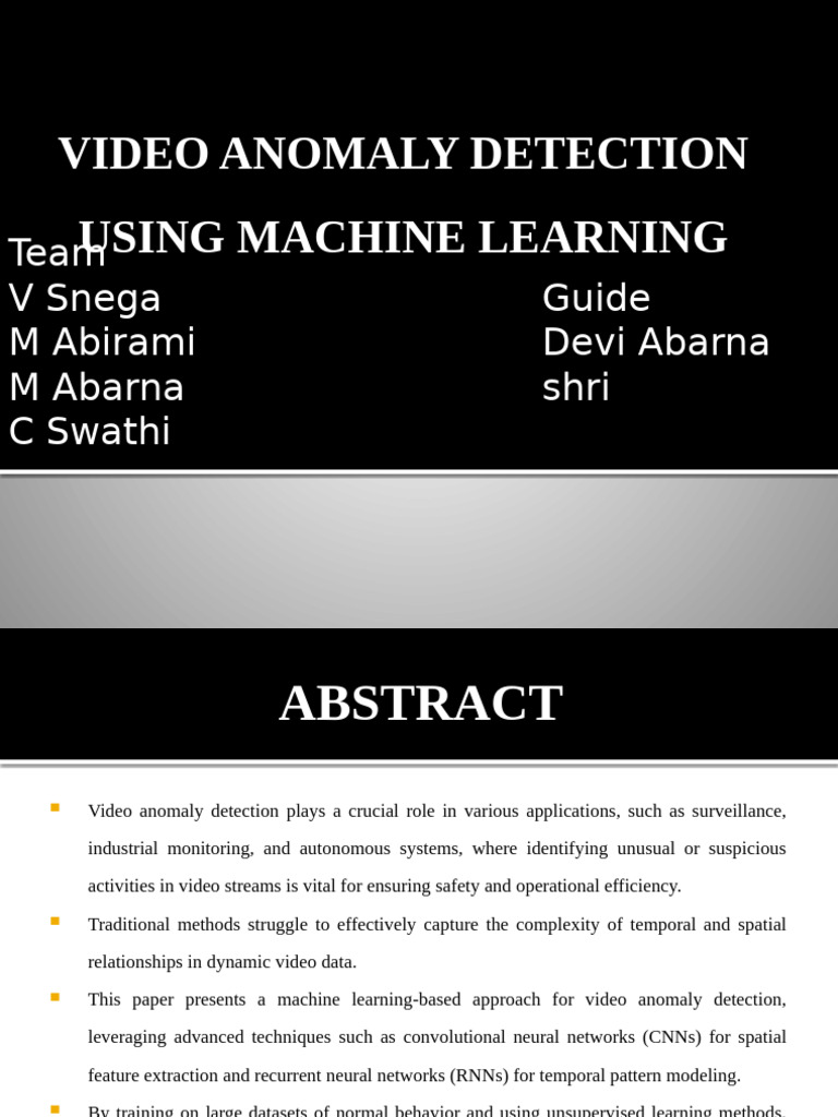 Video Anomaly Detection Using Machine Learning_1st Review_new | PDF ...