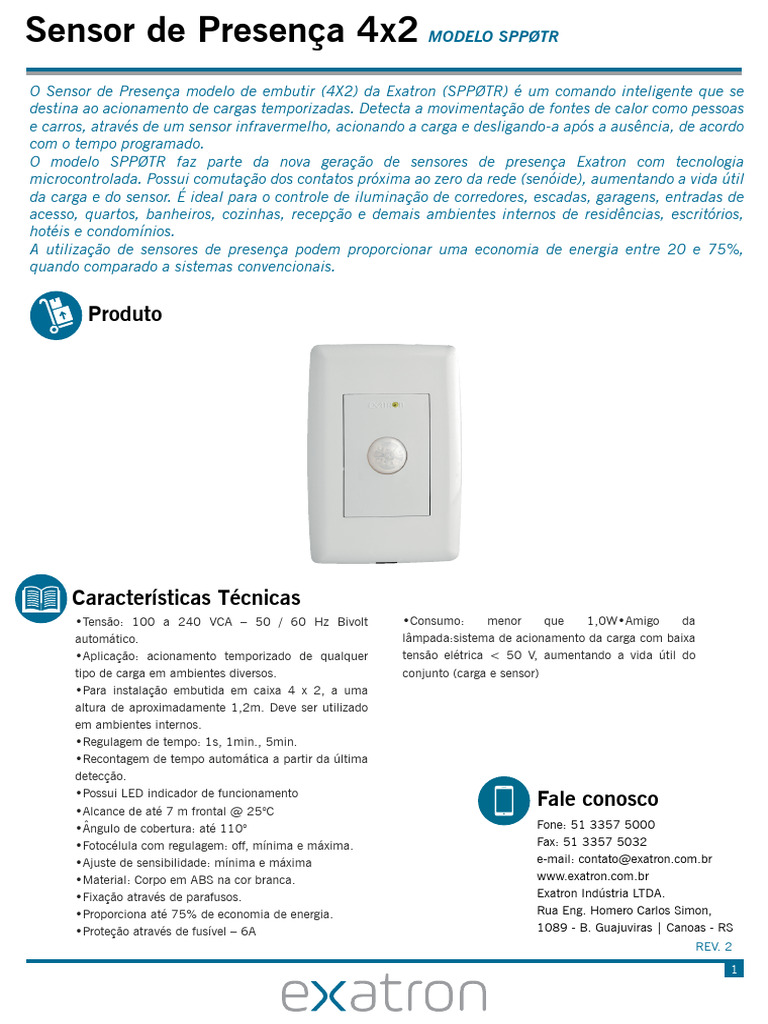 Sensor de Presença Infravermelho 4x2 | PDF