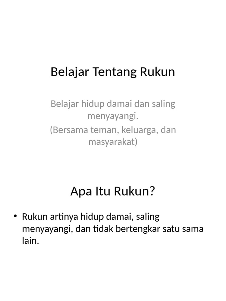 Pentingnya Hidup Rukun Bersama | PDF
