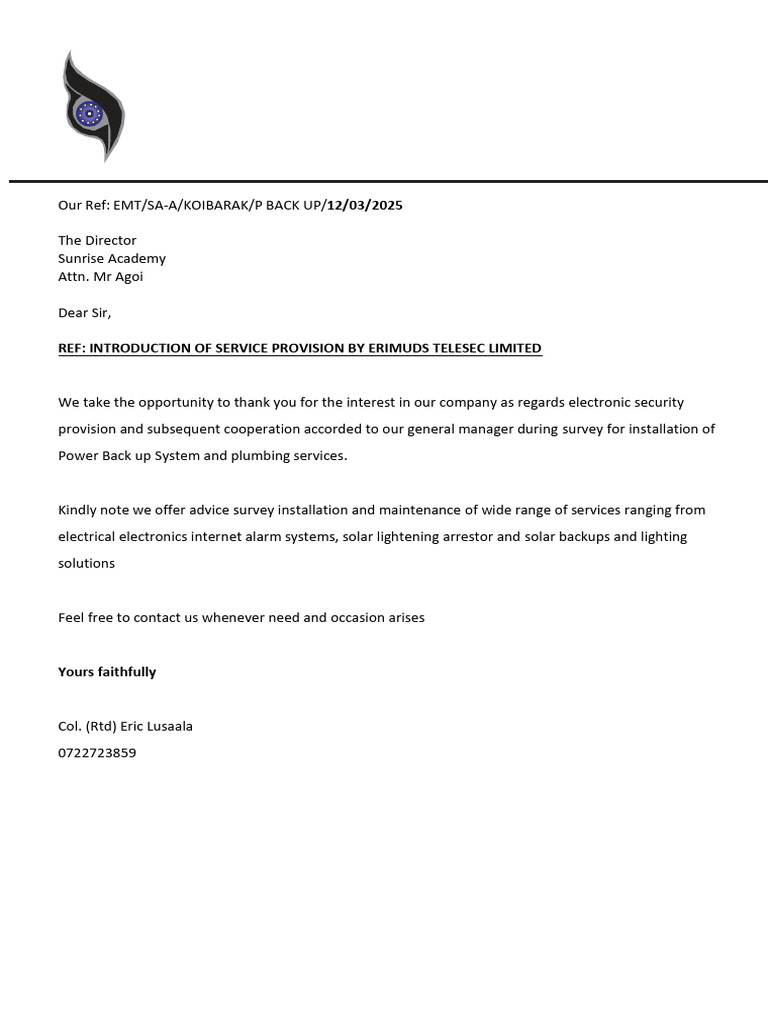 Introductory Letter - Sunrise Academy | PDF