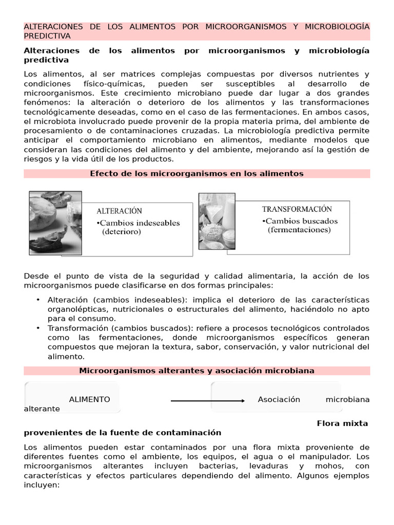 Microorganismos y alteraciones en alimentos | PDF | Alimentos ...